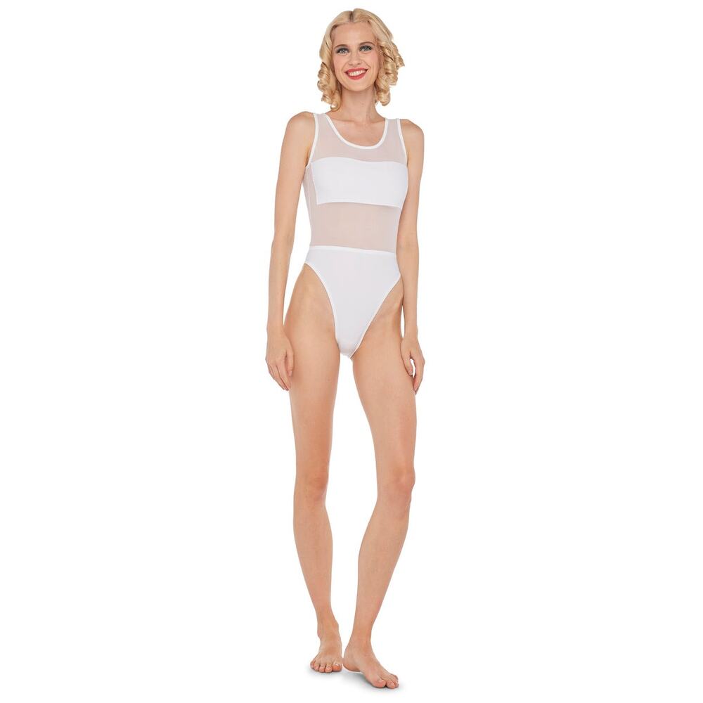 Norma Kamali White Sheer Panel One-Piece Swimsuit